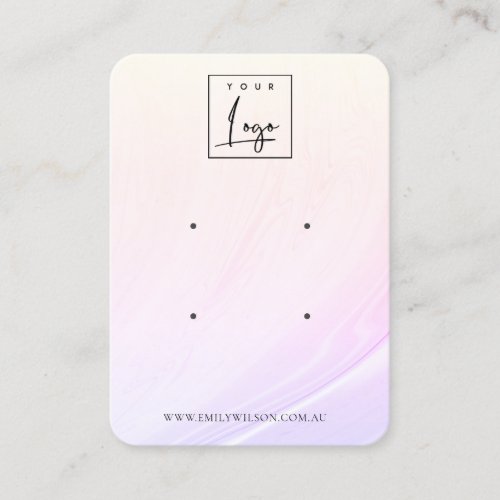 Lilac Blush Wave Hologram Logo 2 Earring Display Business Card
