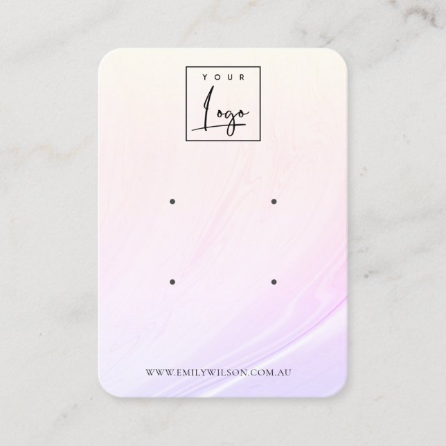 Lilac Blush Wave Hologram Logo 2 Earring Display Business Card (Front)