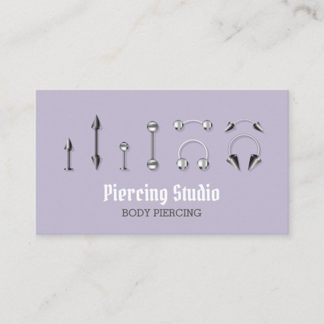 Lilac Body Jewelry Store Piercing Business Card