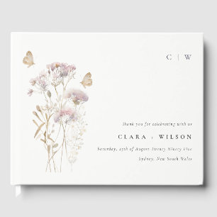 Lilac Boho Wildflower Fern Botanical Wedding Guest Book
