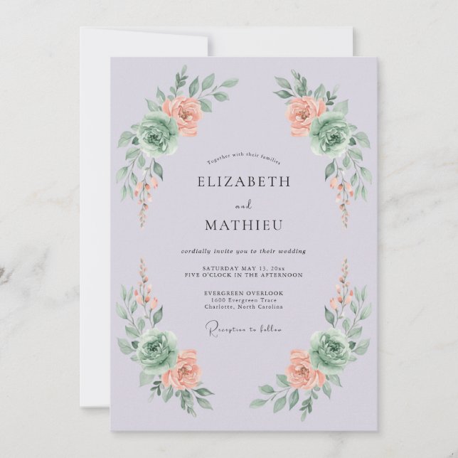Lilac Botanical Bohemian Wedding Invitation (Front)