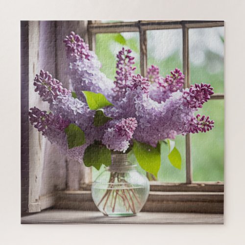 Lilac Bouquet In Window Jigsaw Puzzle