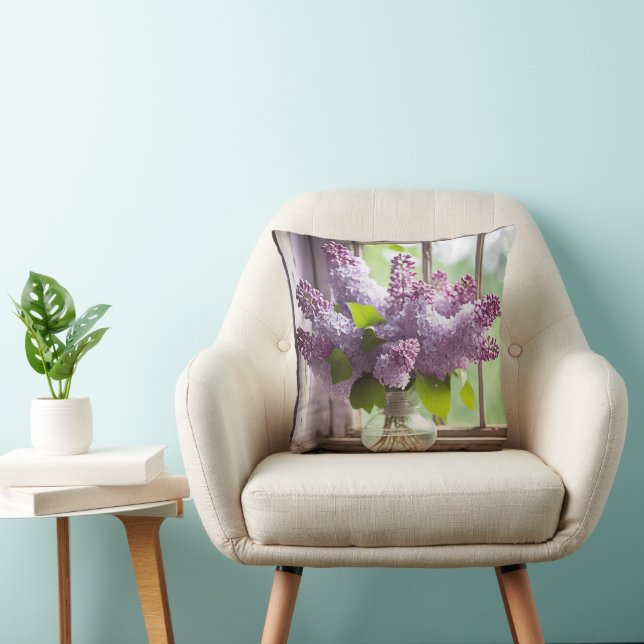 Lilac Bouquet Throw Pillow (Chair)