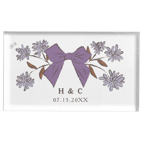 Lilac Bow and Flowers Wedding Place Card Holder