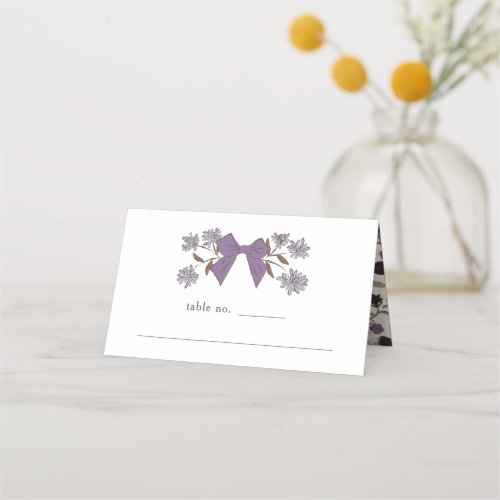 Lilac Bow Floral Wedding Table Number  Place Card