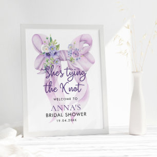 Lilac Bow She's Tying the Knot Bridal Welcome Sign