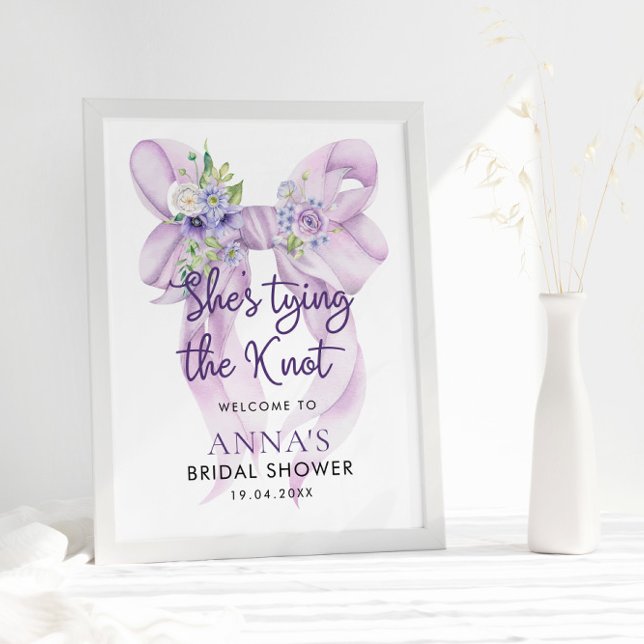 Lilac Bow She's Tying the Knot Bridal Welcome Sign (Creator Uploaded)