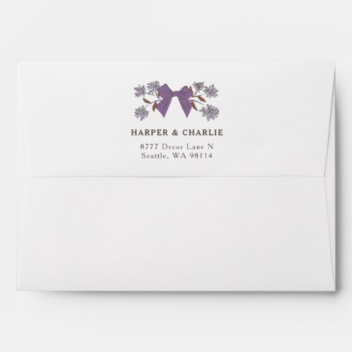 Lilac Bow Wedding Return Address  Envelope