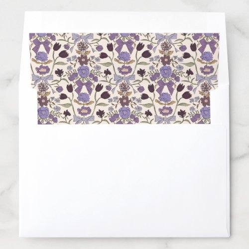 Lilac Bows and Blossoms Rustic Wedding Envelope Liner