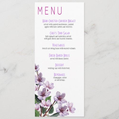 Lilac Branches Wedding Menu