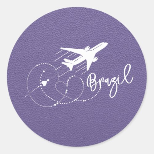 Lilac Brazil Passport Classic Round Sticker