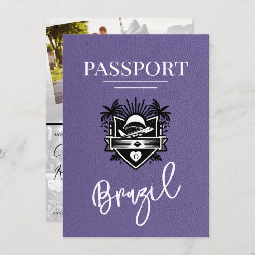 Lilac Brazil Passport Save the Date