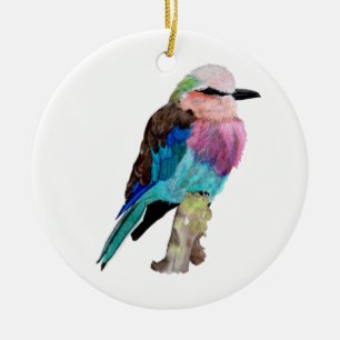 Lilac Breasted Roller Bird Ceramic Ornament