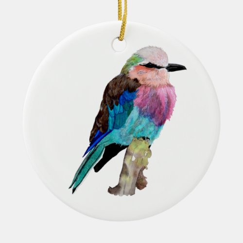 Lilac Breasted Roller Bird Ceramic Ornament