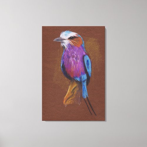 Lilac breasted roller bird pencil drawing canvas print