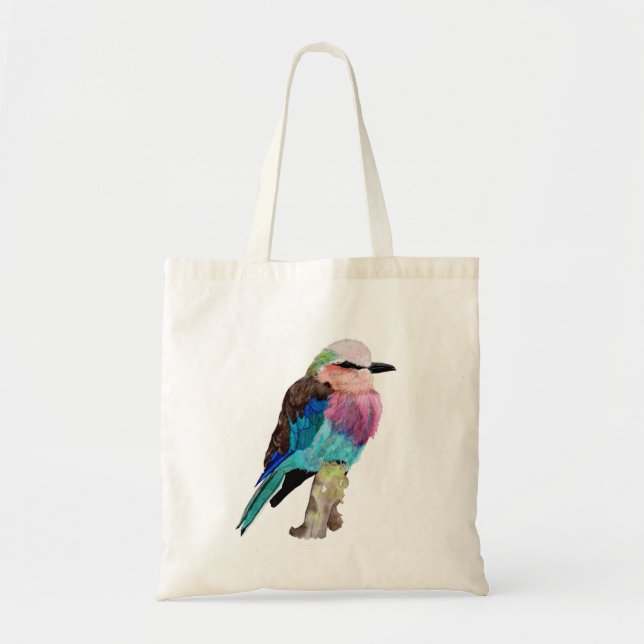 Lilac Breasted Roller Bird Tote Bag (Front)