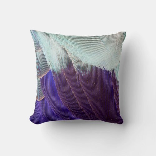 Lilac Breasted Roller Feather Abstract Throw Pillow