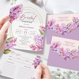 Lilac Bridal Shower Floral Recipe All In One Invitation