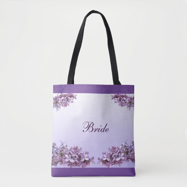 Lilac Bridal Wedding Tote Bag (Front)