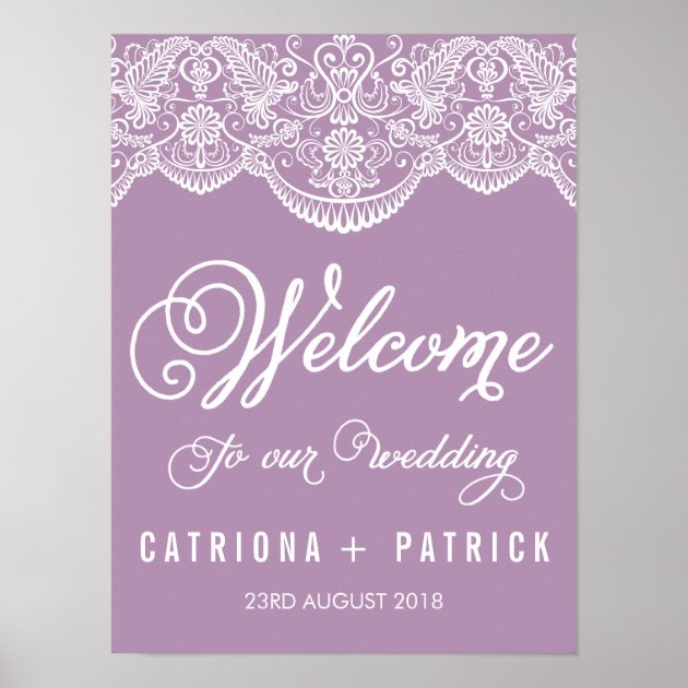 Lilac Brocade Lace Wedding Poster