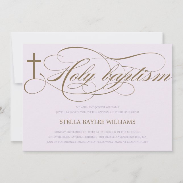 LILAC & BROWN HOLY CROSS | BAPTISM INVITATION (Front)