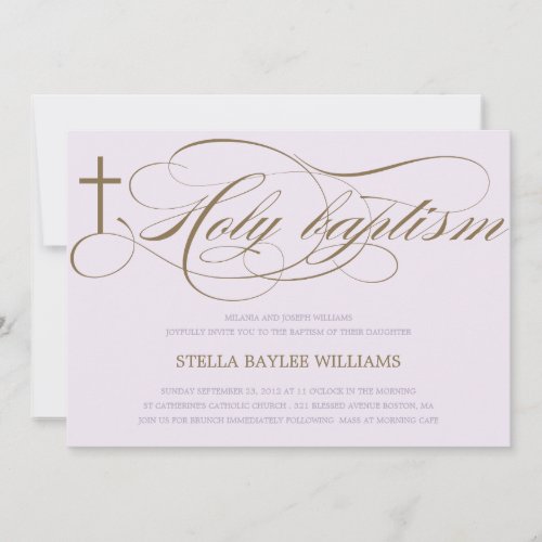 LILAC &amp; BROWN HOLY CROSS | BAPTISM INVITATION