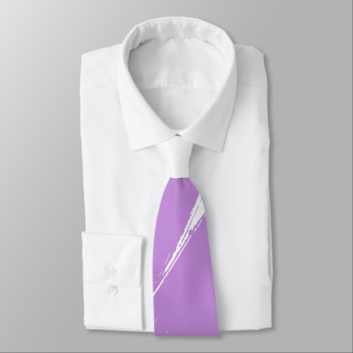 Lilac Brush Modern White Background Neck Tie