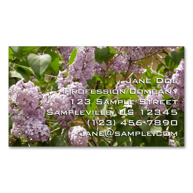 Lilac Bush Beautiful Purple Spring Flowers Business Card Magnet (Front)