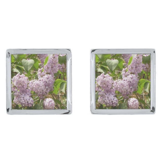 Lilac Bush Beautiful Purple Spring Flowers Cufflinks (Front)