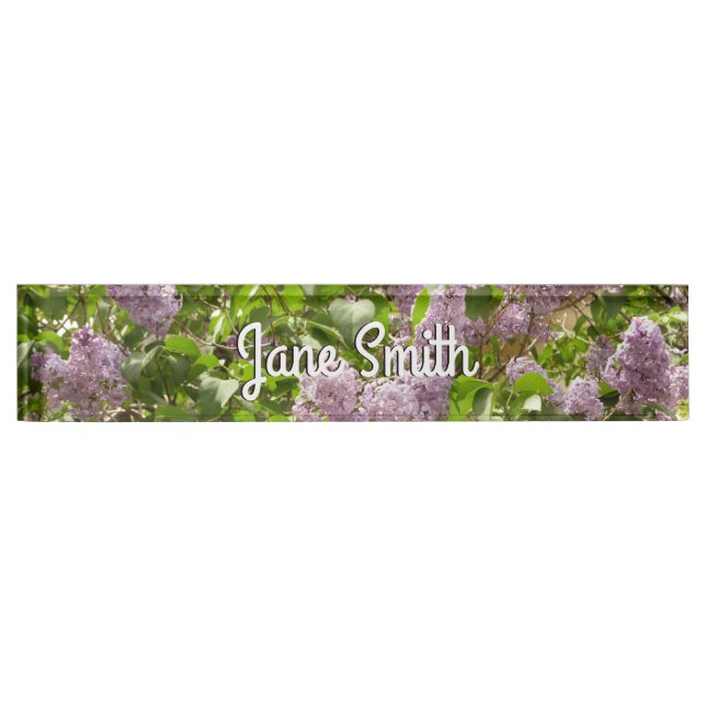 Lilac Bush Beautiful Purple Spring Flowers Desk Name Plate (Front)