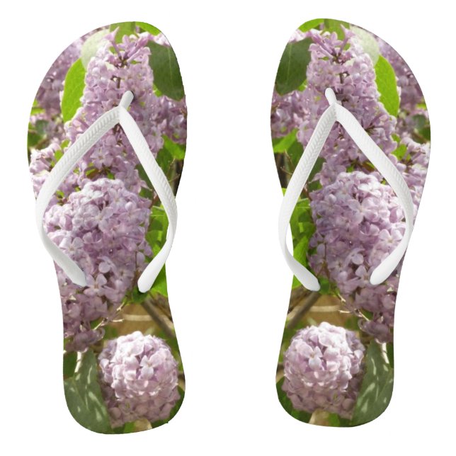 Lilac Bush Beautiful Purple Spring Flowers Flip Flops (Footbed)