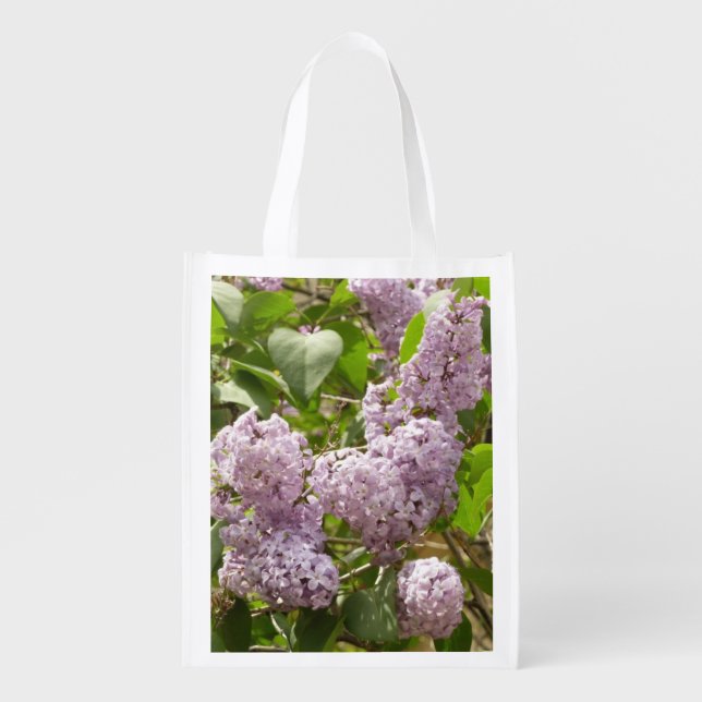 Lilac Bush Beautiful Purple Spring Flowers Grocery Bag (Front)