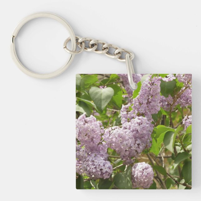 Lilac Bush Beautiful Purple Spring Flowers Keychain (Front)