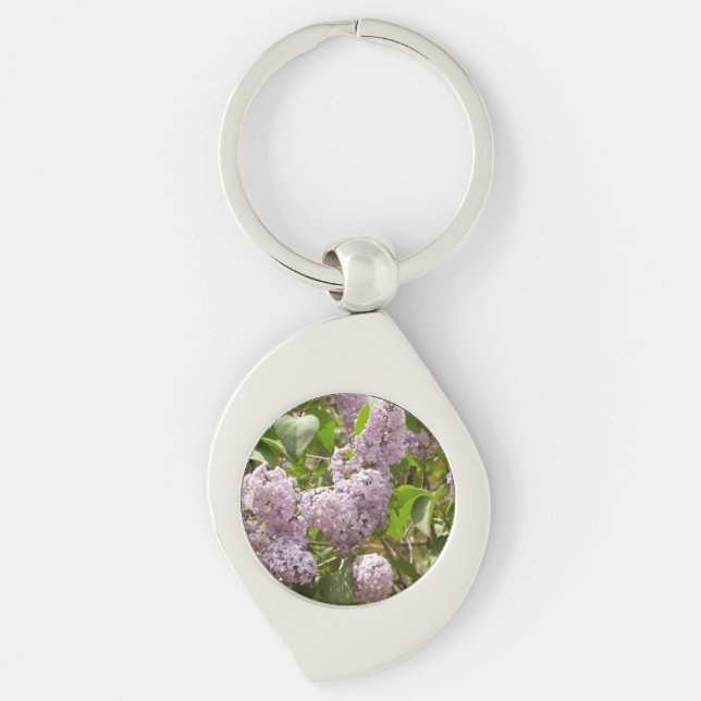Lilac Bush Beautiful Purple Spring Flowers Keychain (Front)