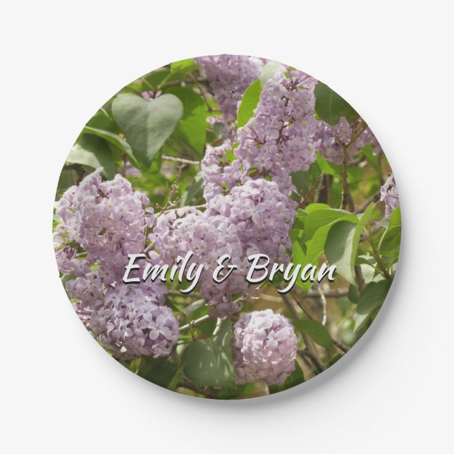 Lilac Bush Beautiful Purple Spring Flowers Paper Plates (Front)