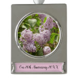 Lilac Bush Beautiful Purple Spring Flowers Silver Plated Banner Ornament