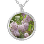 Lilac Bush Beautiful Purple Spring Flowers Silver Plated Necklace