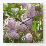 Lilac Bush Beautiful Purple Spring Flowers Square Wall Clock