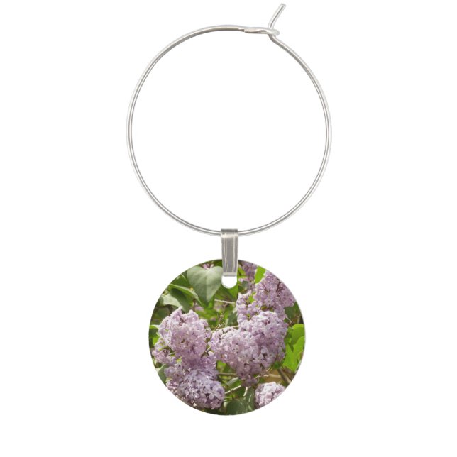 Lilac Bush Beautiful Purple Spring Flowers Wine Charm (Front)