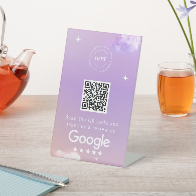Lilac Business Review LInk QR Code Pedestal Sign (In SItu)