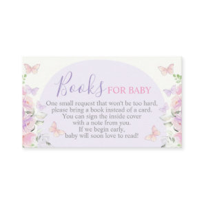 Lilac Butterfly Baby Shower Bring a Book Card