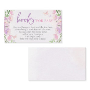 Lilac Butterfly Baby Shower Bring a Book Card