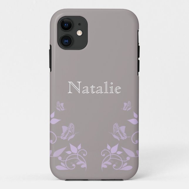 Lilac Butterfly Floral BT iPhone 5 Case (Back)