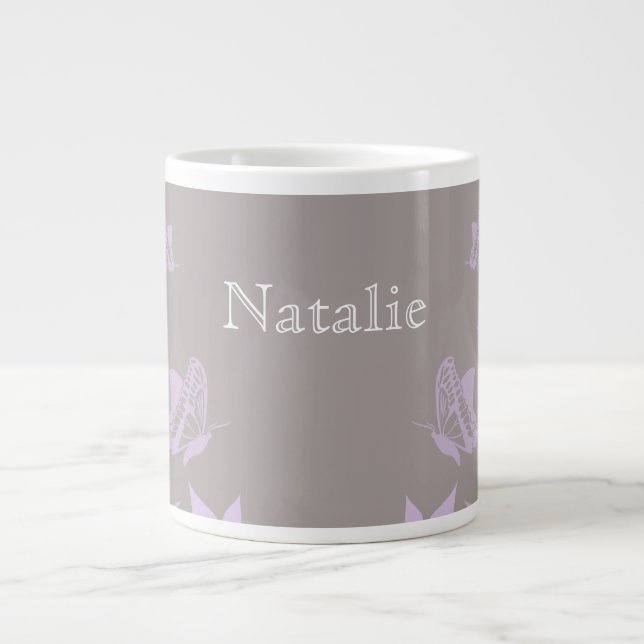 Lilac Butterfly Floral Jumbo Mug (Front)