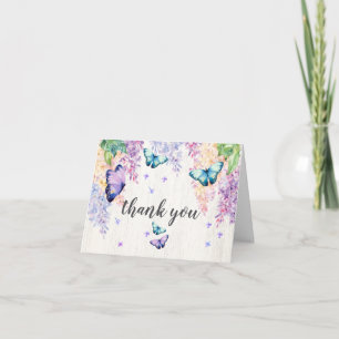 Lilac & Butterfly Folded Thank You Card