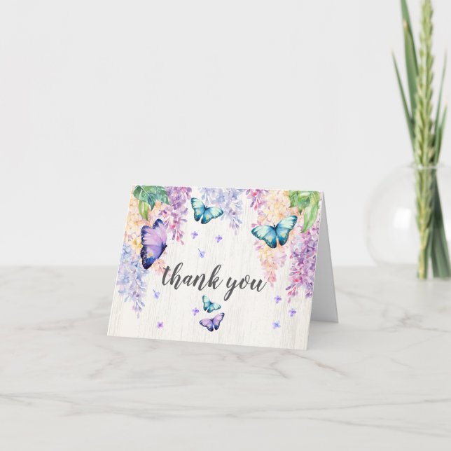 Lilac & Butterfly Folded Thank You Card (Front)