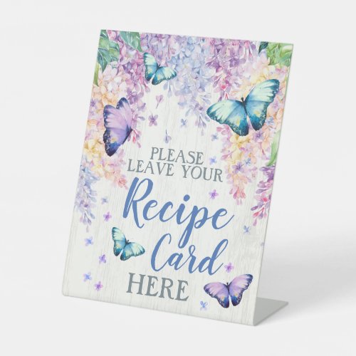 Lilac  Butterfly Recipe Card Pedestal Sign