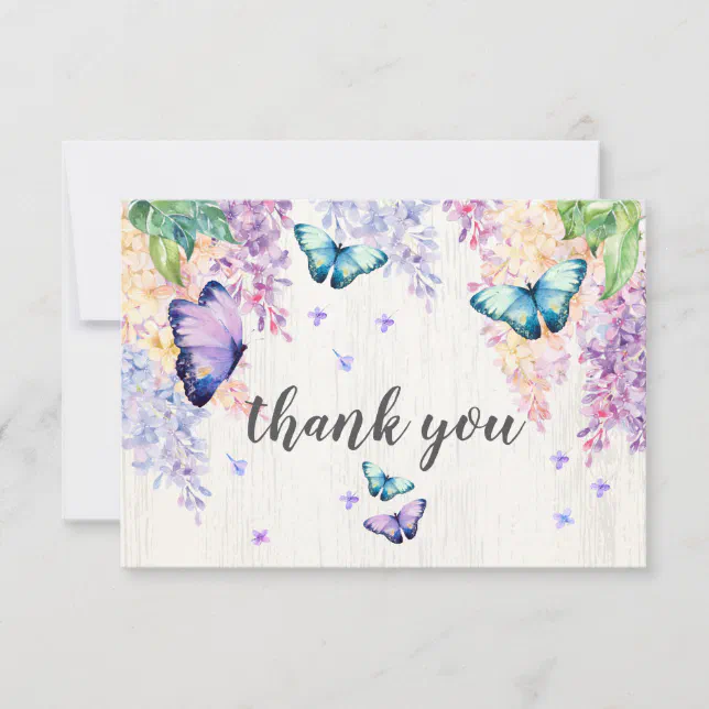 Lilac & Butterfly Thank You Card | Zazzle