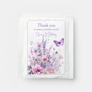 Lilac Butterfly Watercolor Tea Bag Favor Tea Bag Drink Mix