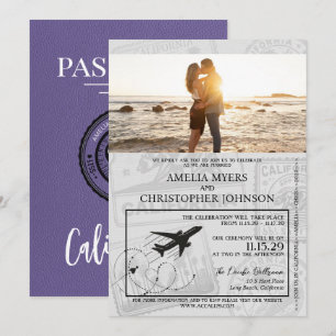 Lilac California Passport Wedding Invitation